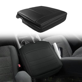 Muslogy Center Console Armrest Cover Compatible with Dodge Ram1500/2500/3500 2013-2018 Comfort Armrest Pad Arm Rest Cushion Vegan Leather Protector 1-Inch Extra Thick(Bucket Seat ONLY)