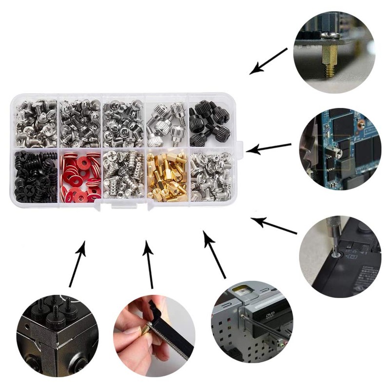 SRECNO Computer Screw Set, PC Screw Kit, DIY Motherboard, 10
