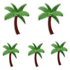 5Pcs Beach Iron On Patches,Coconut Palm Tree Embroidered Patch Iron on Patch DIY Sewing Applique Trim and Embellishments Applique Patches Embroidered Sewing Appliques for Clothing, Hats, Bags, Crafts