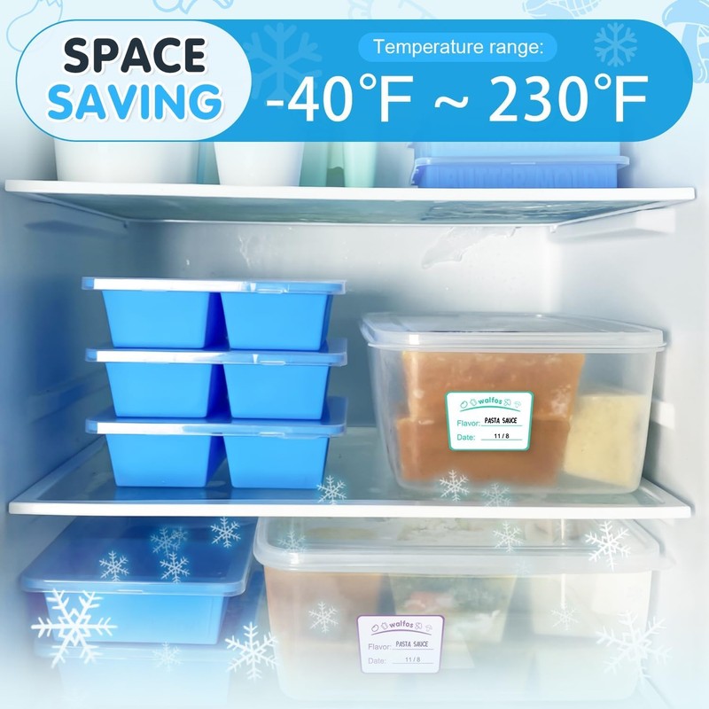 Walfos Silicone Freezer Tray with Lid - 1.5Cup Silicone Food