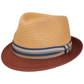 Stetson Licano Trilby Toyo Straw Hat UV Protection 40 Men's Summer, Natural red, M