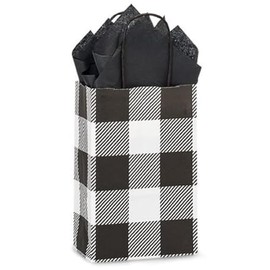 NW Buffalo Plaid Black Paper Shopping Bags - Rose Size - 5 1/2 x 3 1/4 x 8 1/2in. - 50 Pack
