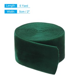 sourcing map Velvet Ribbon 2 Inch x 5 Yard Single Face Spool Silky Velvet Fabric for Bouquets DIY Crafts Gift Wrapping Wedding Party Dark Green