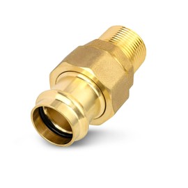 1-Pack HeSun Brass Press Male Union Coupling, 1" Press x 1" Male NPT Pressure Fittings, P x NPT for Copper Tube Connection