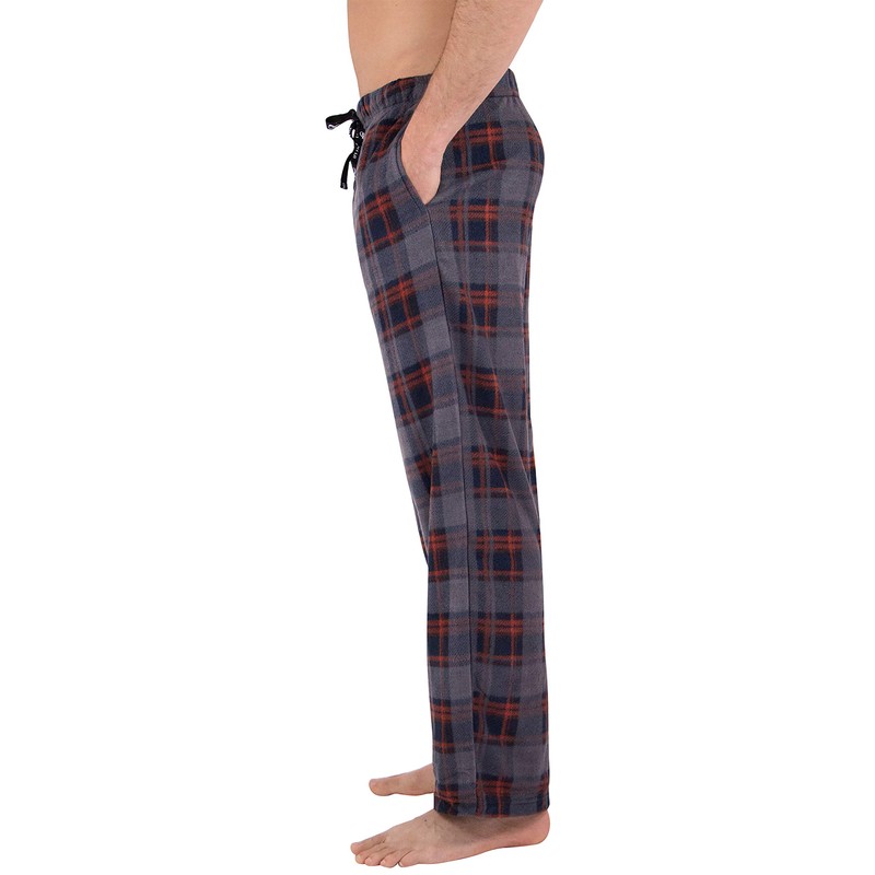 Intimo Men's Microfleece Plaid Lounge Pant, Red, L