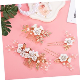 IWOWHERO 1set Flower Hair Combs Rhinestones and u Shaped Hair for Wedding Prom and Parties for Brides and Girls