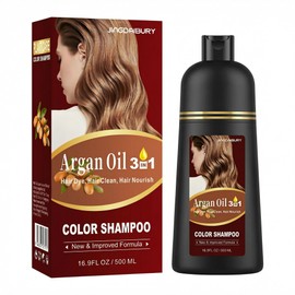 Tinte para El Cabello Con Aceite de Argán Negro - 16.9 Fl Oz, Champú de Color Semipermanente 3 En 1, Fácil de Usar (Negro)                            