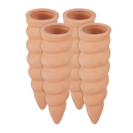 Relaxdays Clay Watering Cones, Set of 4, Plant Irrigation Kit, 1.5L Bottles, HxD 16.5 x 5 cm, Terracotta