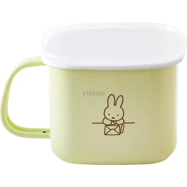 Fuji Hollow Miffy Pastel Miso Storage Container, Square Shape, Miso Pot, Ready to Fill, Pale Green, Mane, Miffy Enamel