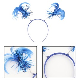 HAICN 6Pieces Blue Ponytail Headband Tinsel Spring Feathers Funny Headband Bopper Creative Costume Party Headwear Accessory for Women Masquerade
