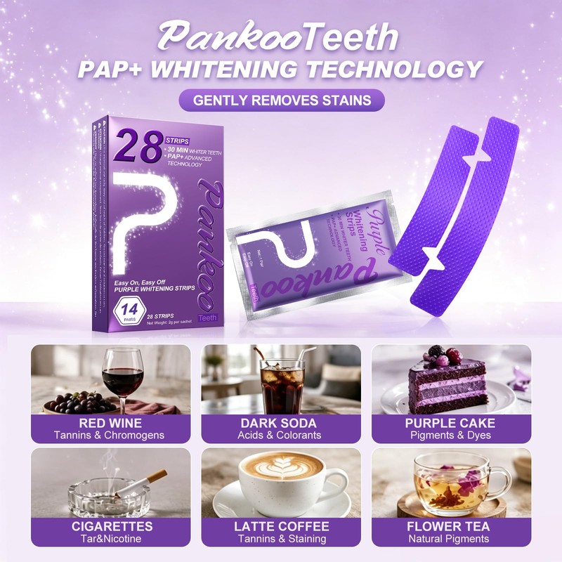 Teeth Whitening Strips Purple 28 Strips - Gentle & Effective