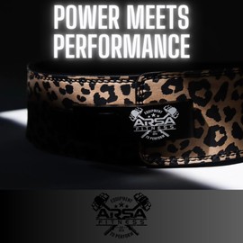 Arsa Fitness Weightlifting Adjustable Buckle Belt for Men & Women Real Cow Hide Leather for Powerlifting Back Support Workout Deadlifts Squats 10MM Thickness 4" Width - Cheetah Print (LARGE)