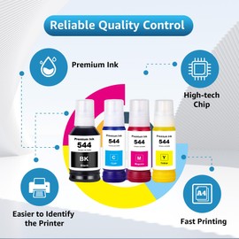 Transpex 544 Ink Refill Bottles 4 Pack Compatible with T544120 T544220 T544320 T544420 Replacement for L1210 L1250 L3110 L3150 L3160 L3210 L3250 L3251 L3260 L5290 L5590 (4 Pack)