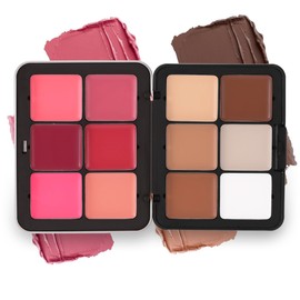 KARLOR Creamy Contour Blush Palette, 12 Colors Concealer Rouge Contour Palettes, 6 Rouge + 6 Contouring Concealer Makeup Creamy Blush Matte Buildable