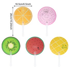 Honbay 10PCS Plastic Round Handheld Fans Cute Fruit Pattern Pocket Fans Chinese Style Fans for Summer Decorations Dancing Performance Prop Wall Ornaments (5 Style)