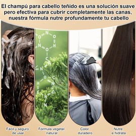 Hair Dye Shampoo, Champú Tinte Instantáneo 4 En 1, shampoo Con Tinte, Suave y delicado, Cobertura de Canas, larga duración, Adecuado Para HombresY mujeres (Café oscuro)