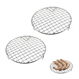 2PCS Small Cooling Rack 4.7Inch Round Stainless Steel Wire Rack, Steamer Rack for Pots, Air Fryer Rack with Fixed Legs for 6 Qt Multi-Cookers, Oven Safe for Cooling, Roasting and Steaming (4.7 Inch)