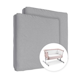 2X Jersey 100% Cotton Fitted Sheet for 90 x 55 cm Baby Bedside Crib Mattress (Grey)