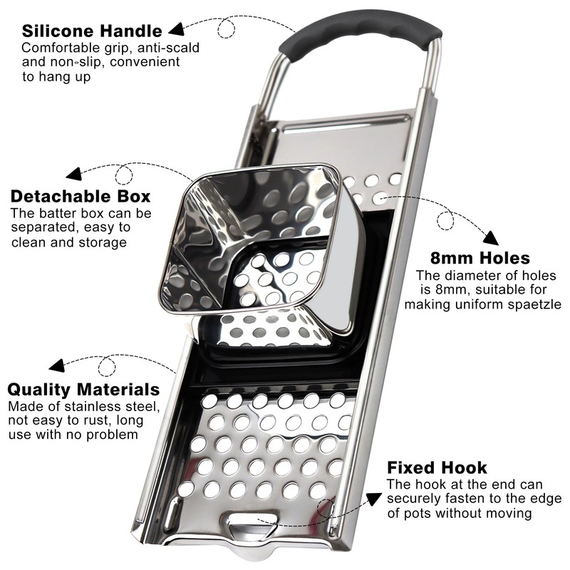 2 Pack Spaetzle Maker, METLUCK Premium Grade Stainless Steel Spaetzle
