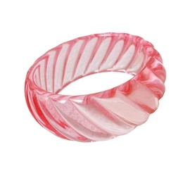 MMIUAEG Candy Color Big Bangle Bracelet for Womens Resin Waves Wide Bangle Transparent Crystal Bracelet Geometric Irregular Wristbands Statement Jewelry-pink