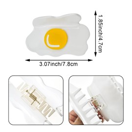 2 PACK Funny Omelette Hair Clip, Cute Acetate Hair Claw for Women, Fashion Yellow Hair Accessories for Girls