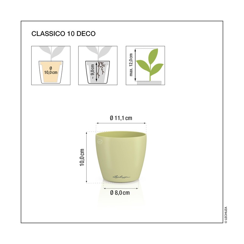 LECHUZA Classico Color 10 Deco Magnolia Table Pot Matte Surface