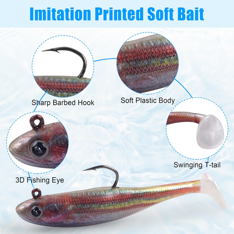 Gummifische Angelköder Set Weicher Fischköder mit Jigkopf Angel Köder T