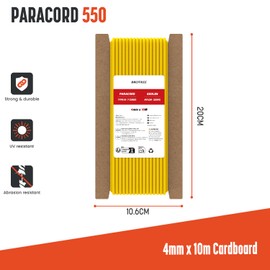 Brotree 4mm Paracord 550 10M 100% Nylon Rope 7 Strands Type III Parachute Cord for Outdoor and DIY - 250kg Breaking Load (Golden Yellow)