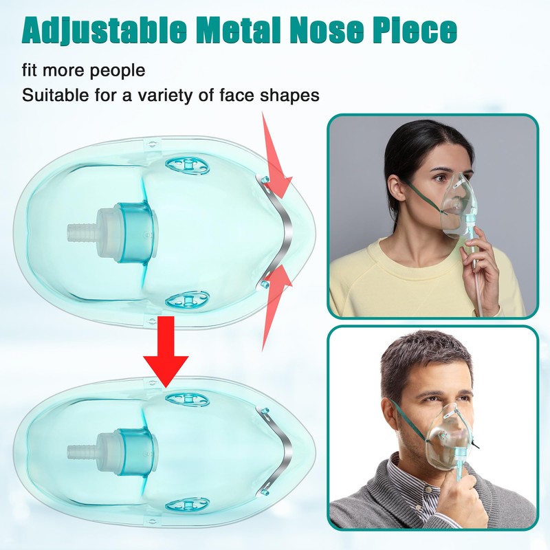Geiserailie 2PCS XL Oxygen Mask with 6.6 Ft Tubing and