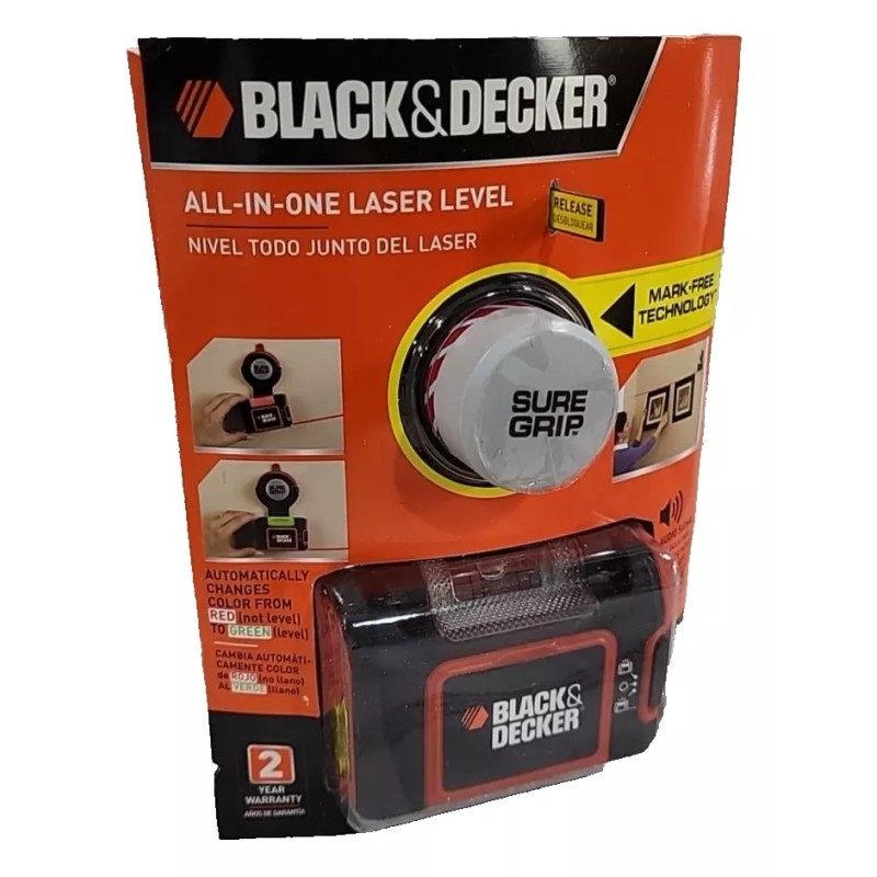 BLACK+DECKER Black Decker Sure Grip Laser Level BDL 100AV ALL-IN-ONE