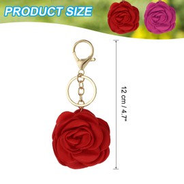 PATIKIL Flower Keychains, Enameled Keychain Cute Rose Flower Pendant Keyring Purse Bag Accessories Car Ring Pendant for Handbag Keys, Red