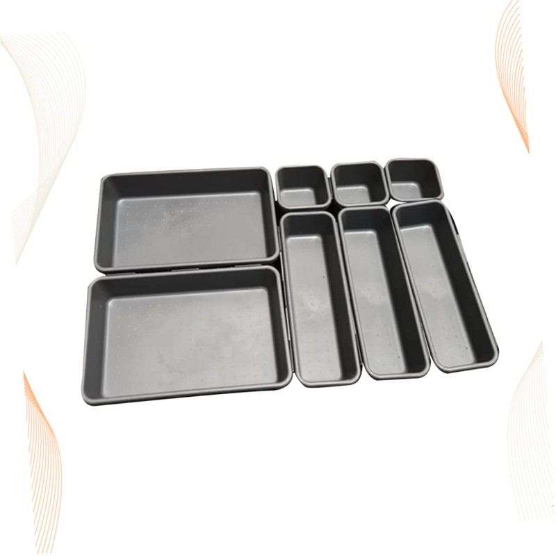 CHILDWEET 8pc Plastic Storage Boxes Lids Compartment Drawer Organizers Desk