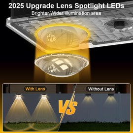 Solar Fence Lights Outdoor 12 Pack, Warm White & Cool White & 6 Colored+RGB Color Changing, High Brightness LED Spot Lens Deck Lights Dusk to Dawn for Backyard Railing Patio Wall, IP65 Waterproof