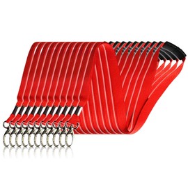 11PCS Lanyards, Lanyards for ID Badges with Safety Breakaways and Metal Clips, Red Lanyard for ID Cards, Office, School, Bus Passes (Red)