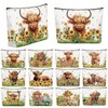 Reginary 12 Pcs Highland Cow Makeup Bags Sunflower Cow Cosmetic