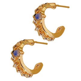FRCOLOR 1 Pair Elegant Half Hoop Earrings for Women Minimalist Rhinestone Hoops Versatile Fashion Jewelry Occasion Comfortable Skin Friendly Design for Everyday Wear