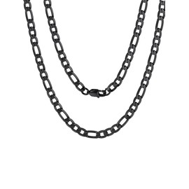 ChainsPro Figaro Chain for Men Women, Men Necklace Chains, 6mm Width, 14inch 316L Black Chain Stainless Steel Necklaces- Send Gift Box