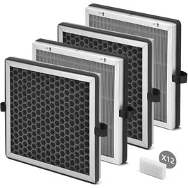 AMOYFILTER JF180 Replacement Filter Compatible with Jafända JF180 Air Purif-iers, H13 Ture HE-PA Filter for Home, Honeycomb Activated Carbon for Smoke, Dust, Odors, 4x HE-AP and 12x Aroma Pads