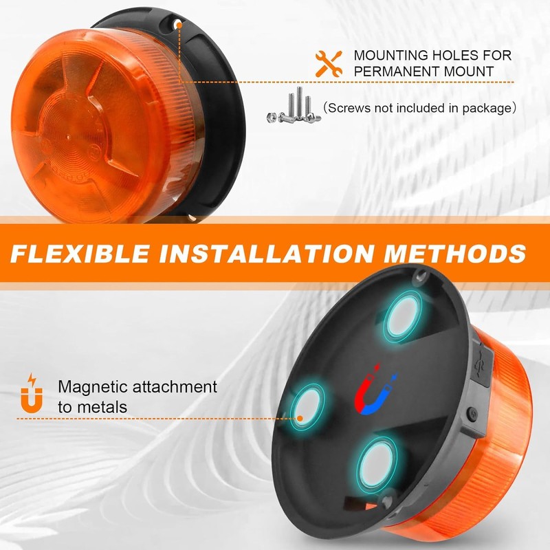 Rechargeable Beacon Lights,Wireless Strobe Light with Remote Control,Amber Magnetic Emergency