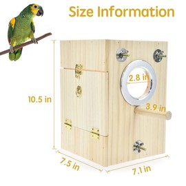 CooShou Bird Nest Box Parakeet Breeding Nest Box Bird Nest House Wooden Acrylic Transparent Breeding Box for Finch Lovebirds Cockatiel Budgie Conure Parrot