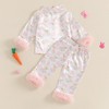 Kids Toddler Girls Silky Satin Easter Pyjamas Set with Feather