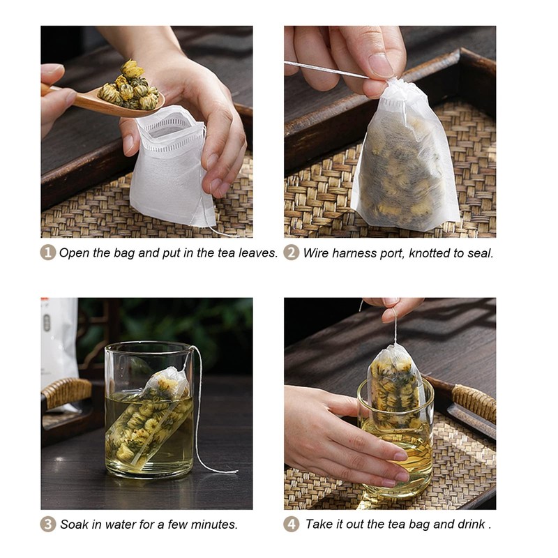 VTECHOLOGY Tea Filter Bags Unbleached Empty Non-Woven Fabric Drawstring Tea