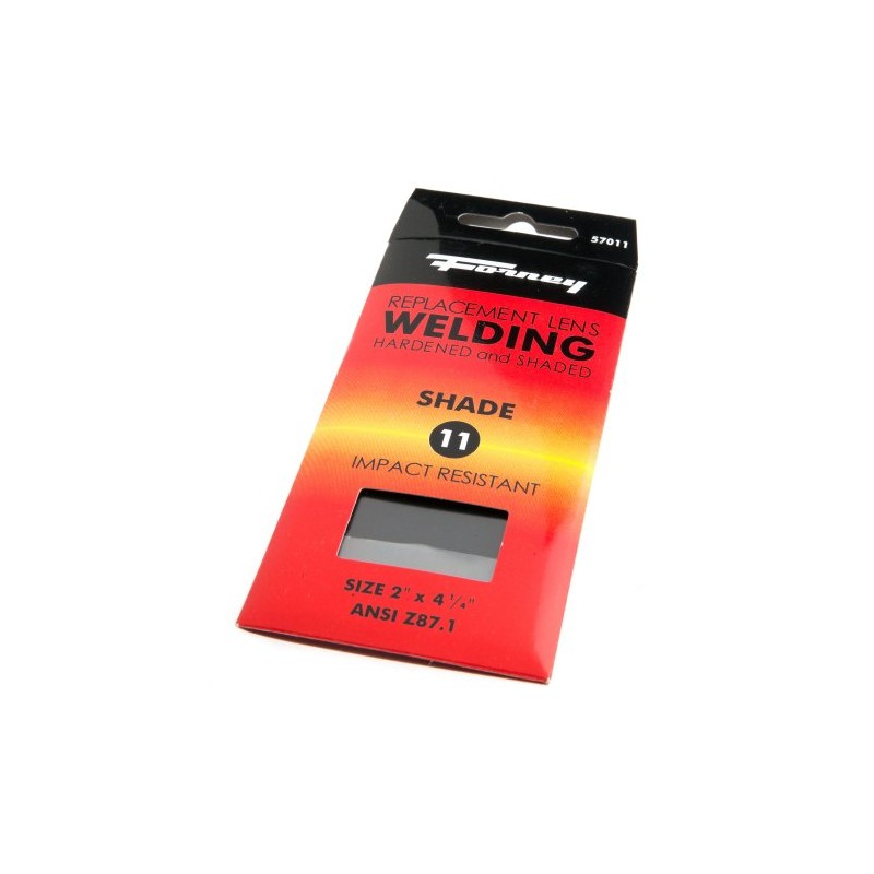 Forney 57011 Lens Replacement Hardened Glass, 4-1/4-Inch-by-2-Inch, Shade-11 , Black