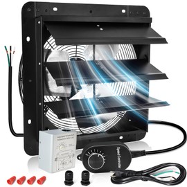 Criditpid 14 Inch Shutter Exhaust Fan with Speed Controller, 1088 CFM High Speed Vent Fan with Adjustable Thermostat, 1700 RPM Wall Mounted Kitchen Exhaust Fan for Attic, Garage, Gable Ventilation.