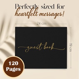 Plantvibes Wedding Guest Book - 120 Thick Pages that Prevent Ink from Bleeding Through, Modern Style with Golden Title - Ideal for Weddings, Anniversaries, Birthdays