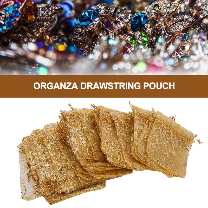 100pcs 9 x 12cm Organza Drawstring Pouch Multi Purpose Jewlery