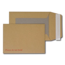 EPOSGEAR® A6 / C6 162mm x 114mm Brown/Manilla Strong Hard Card Board Backed Peel and Seal Printed Please Do Not Bend Envelopes (10)