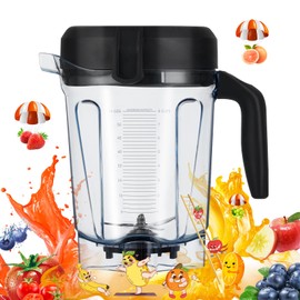 JUBAOPEN Upgraded For vitamix replacement pitcher 64oz Low-Profile, compatible with vitamix blender cup 750 5200 5000 6300 7500 A3500 vm0102 Upgrade seal series for Vitamix Blender Pitcher