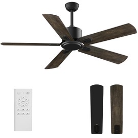 Biukis Ceiling Fan with Remote: 52 Inch Outdoor Ceiling fans 6 Speed Control Reversible DC Motor 5 Blades Fan for Patio Bedroom Living Room Brown