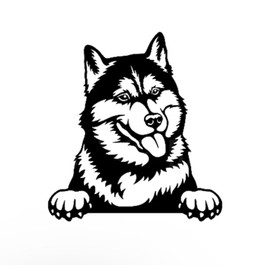 MAKTEM Siberian Husky Car Decal for Dog Lover, Husky Graphics Window Decal as Automotive Embellishment, Peeking Cute Husky Car Sticker Window Decals Anime (Siberian Husky)